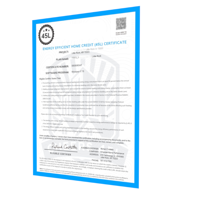 45L Tax Certificate